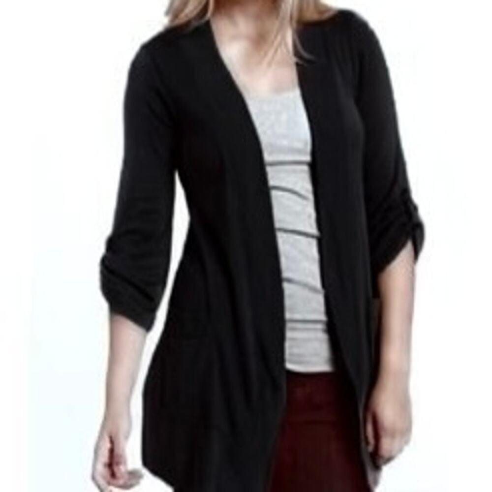Splendid Open Front Roll Tab Sleeve Longline Cardigan size XS Pima Cotton Modal